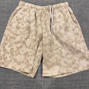 Nike Mens Camo Fleece Shorts Grey Camouflage Drawstring M Sweat Gym Athletic